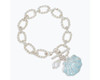 Periwinkle Blue Scallop Shell Charm Silver Rope Link Chain Bracelet