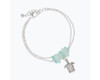 Periwinkle Baroque Sea Glass Beads With Turtle Charm Silver Anklet
