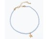 Periwinkle Soft Periwinkle Seed Beads with Gold Starfish Anklet