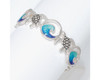 Periwinkle Turtles and Blue Ocean Wave Links Silver Stretch Bracelet