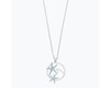 Periwinkle Breezy Ocean Wave With Blue Crystal Starfish Silver Pendant Necklace