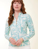 Spartina 449 Nora Half Zip Long Sleeve Top Enclave Palm Scene Aqua Haze