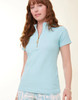 Spartina 449 Serena Aqua Haze Center Front Half Zip Short Sleeve Top