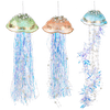 Ganz Gold Accented Glass Jellyfish Ornaments With Tinsel Tentacles