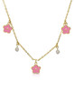 Lily Nily Pink Flower Charms & Pearls Child's Gold Necklace