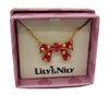 Lily Nily Red Bow with Crystals Child's Gold Necklace