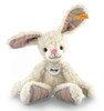 Steiff Happy White Soft Plush Floppy Stuffed Bunny Rabbit With Striped Accents