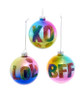 Kurt Adler Bedazzled Rhinestone Text Words Colorful Glass Ball Ornament