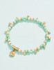 Spartina 449 Tybee Island Seafoam & White Glass Beads Stretch Bracelet