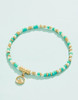 Spartina 449 Sea Spray Teal & White Glass Beads Dangle Charm Stretch Bracelet