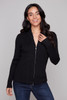 Carre Noir Pearl Zipper Pull Soft Knit High Collar Cardigan Sweater