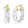 Gold & Honey Clear Lucite Diamond Cut Long Oval Hoop Earrings