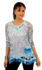 Impulse California Sheer Leopard Overlay Teal 3/4 Sleeve Top