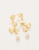 Spartina 449 Gold Ginko Leaf Pearl Dangle Earrings