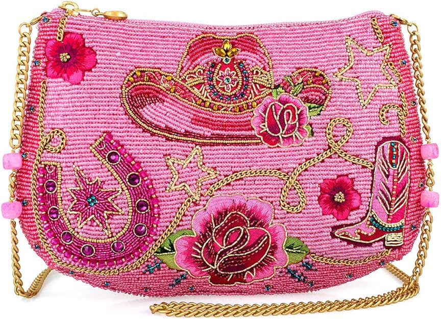 Mary Frances Rodeo Drive Pink Western Girl Crossbody Purse - Beach