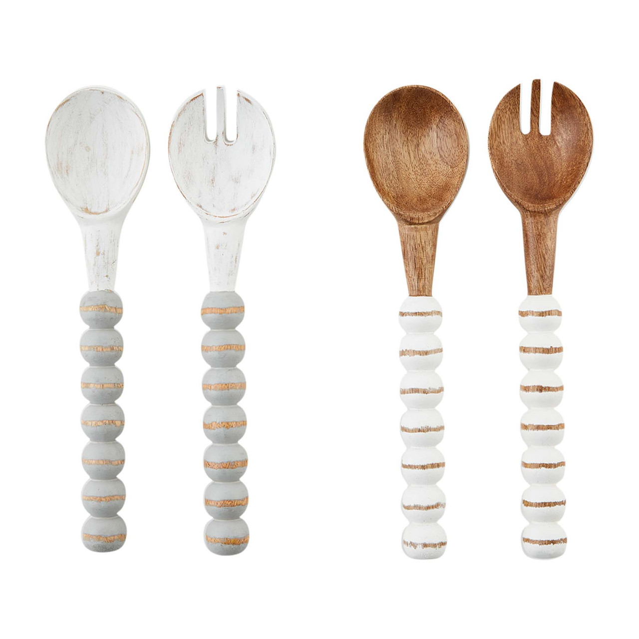 Mud Pie Wood Bead Salad Serving Utensils - Thumbnail 2