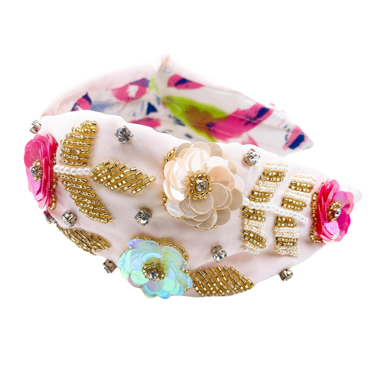 Embellished Spring Flowers Treasure Jewels Artisan Pink Headband display picture 3