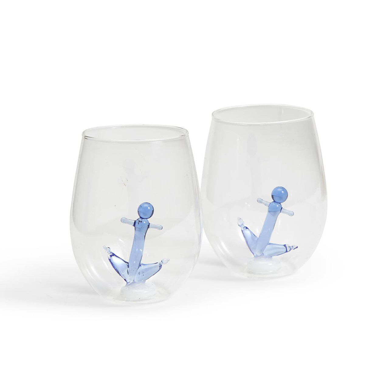 Two's Company Anchor Stemless Wine Glass