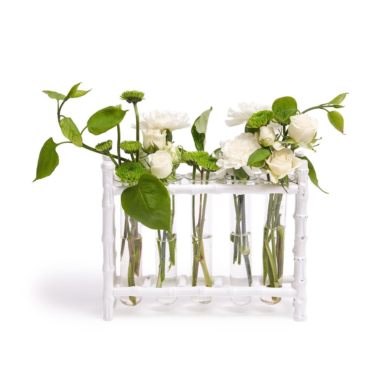 Two's Company White Bamboo Multiple Vase Holder Frame - Beach