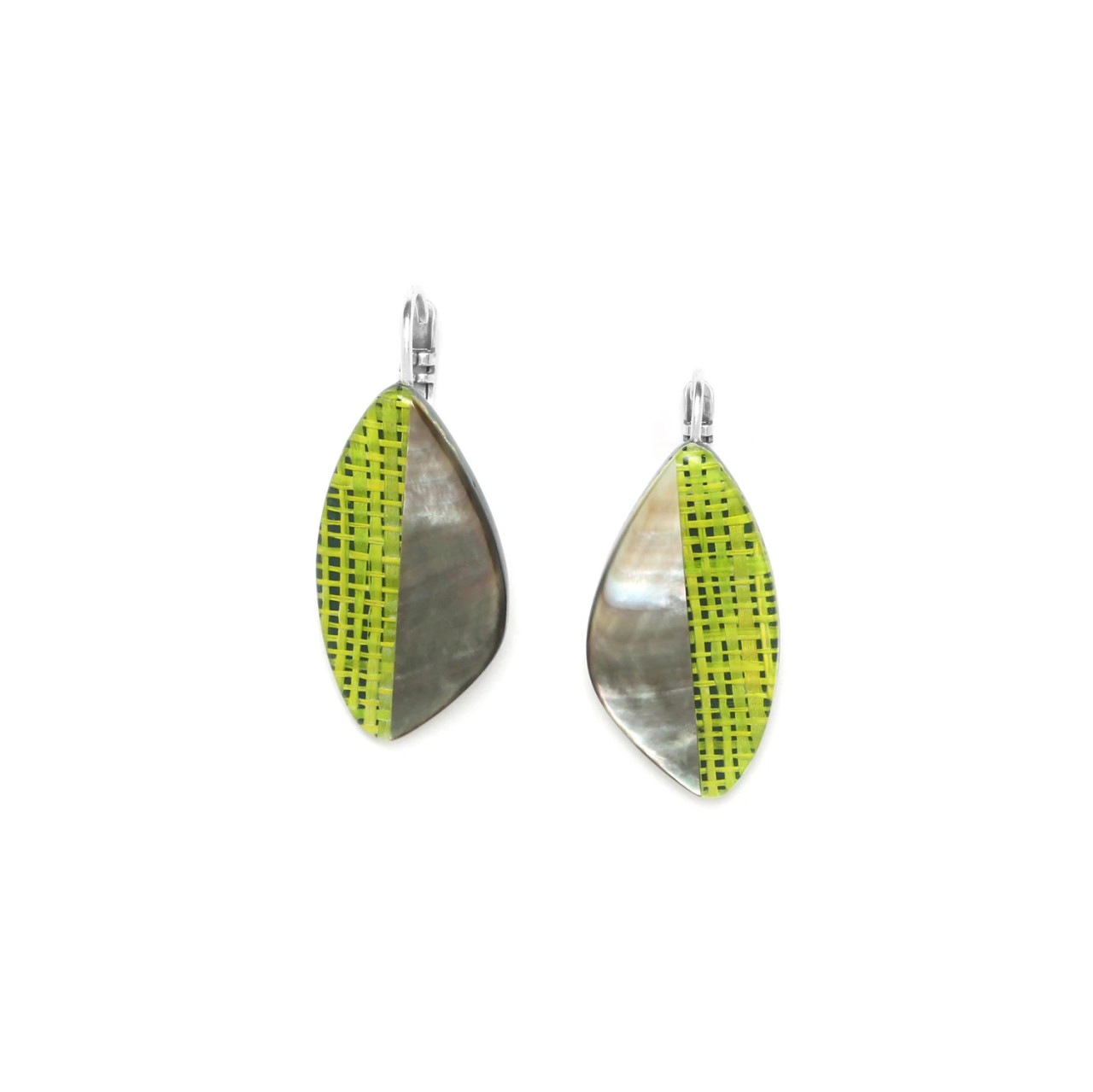 Nature Bijoux Mambe Black Mother Of Pearl Lime Green Earrings