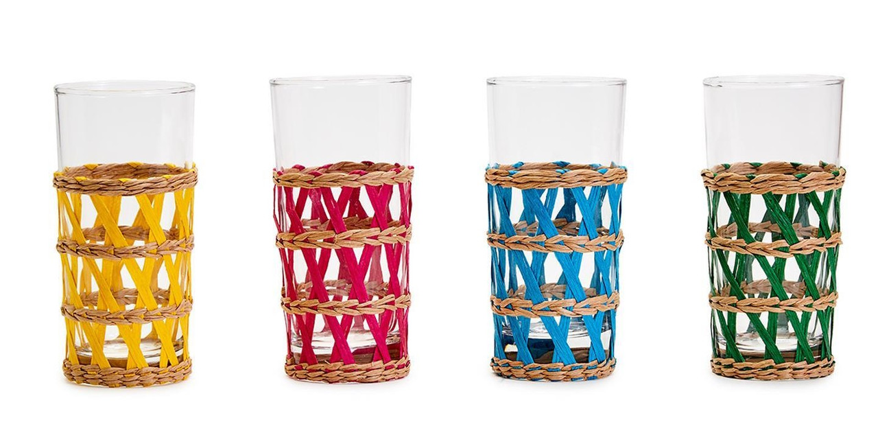 Two's Company Hampton Chic Lattice Sleeve High Ball Glass