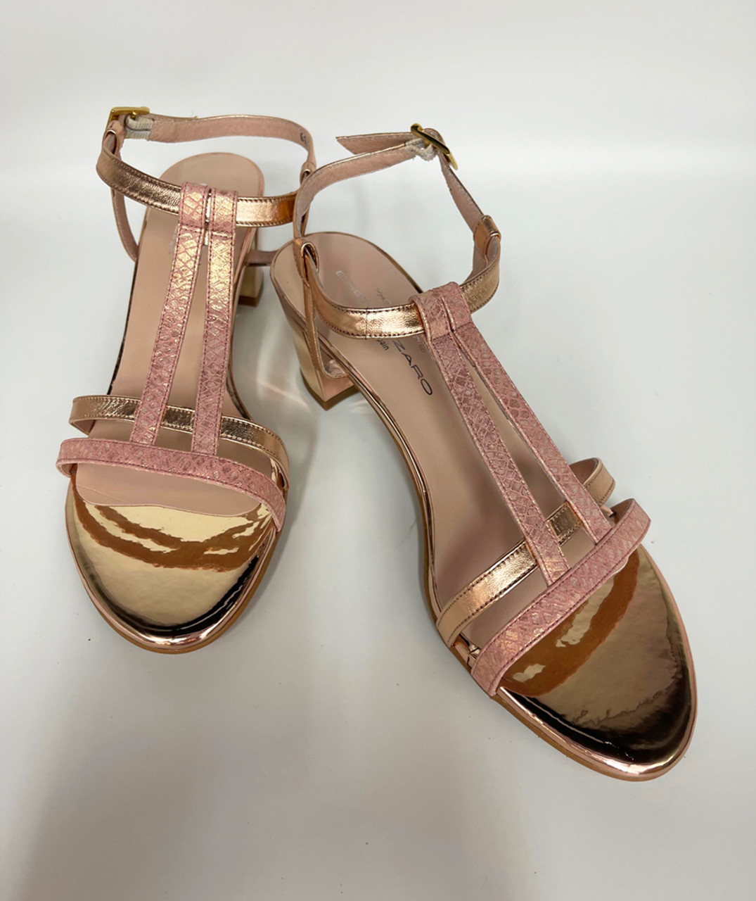 Michelle Metallic Strappy Block Heels by Badgley Mishcka