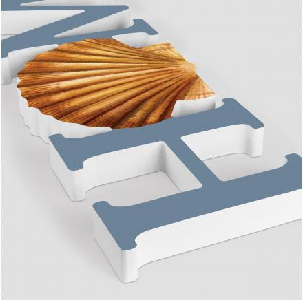 Home Word Tabletop Sign With Seashell Shaped Letter 