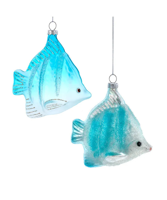 Photo inspiration: Blue Glass Fish Ornaments For Anniversary Reference: Kurt Adler Frosted Blue Glass Tropical Fish Ornament Set Of