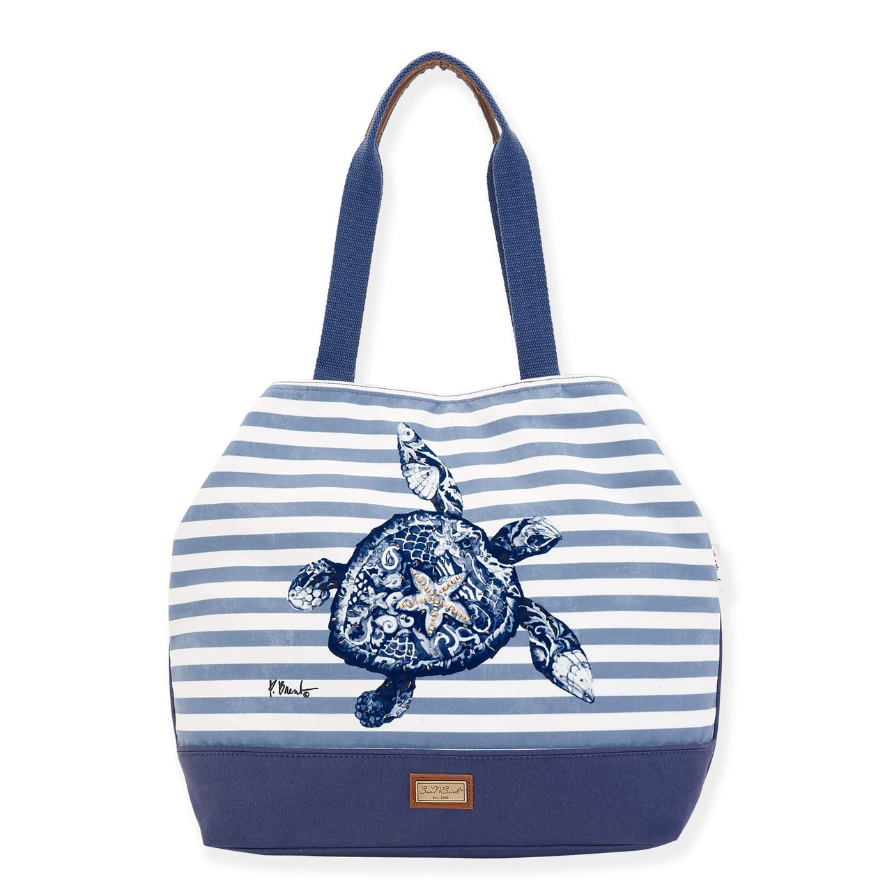 Sun N Sand Paul Brent Turtle Blue Striped Gap Tote Bag