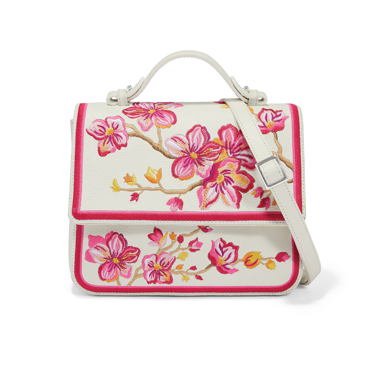 Brighton Kyoto In Bloom Sakura Embroidered Crossbody MIYA Flap Satchel Purse