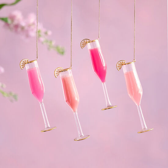 Glitterville Champagne Flute Ornaments