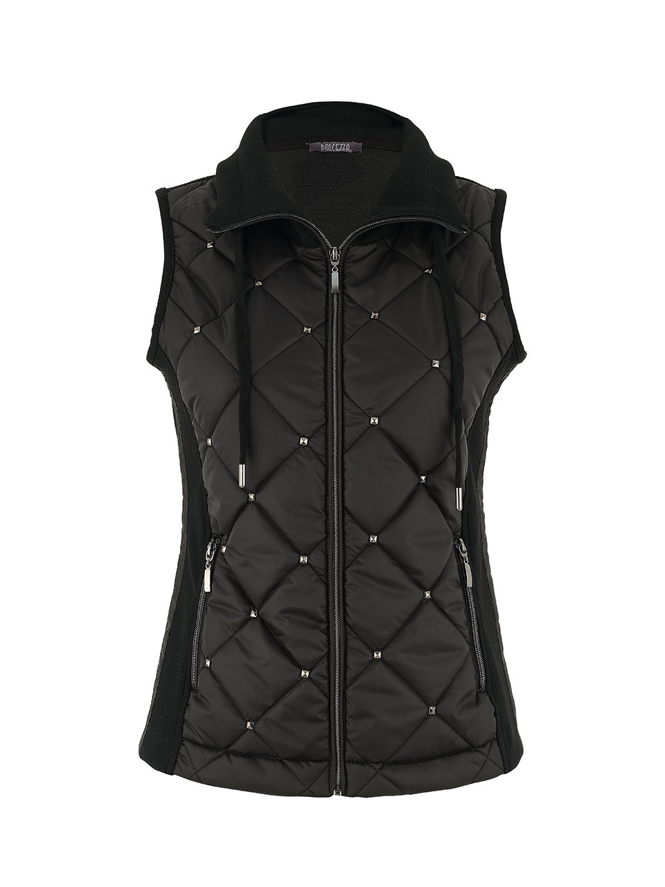 maison de dolce. plume vest ベスト　ブラック Dolcezza Black Quilt Front Knit Sleeveless Vest Jacket - Beach