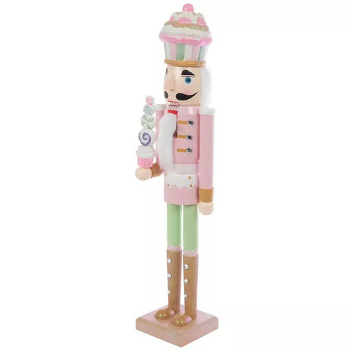 Pink Glitter Cupcake Large Wood Whimsical Nutcracker