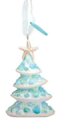 Cape Shore Sand & Sea Glass Christmas Tree Shaped Ornament