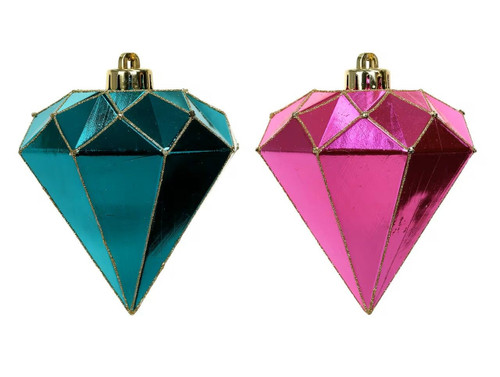 Metallic Large Diamond Jewel Gold Accent Christmas Tree Ornament