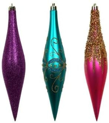Glitter and Jewels Long Teardrop Christmas Tree Ornament