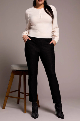 Tribal Black Sparkle Pull On Back Seam Ankle Pant