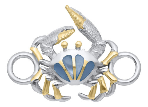 Kovel Mother Of Pearl Gold Silver Crab Bangle Bracelet Charm Topper