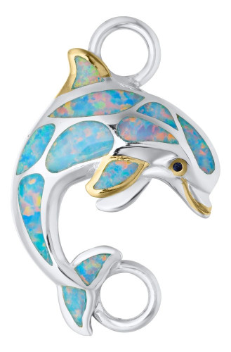 Kovel Silver Gold Accent Jumping Dolphin Bangle Bracelet Charm Topper
