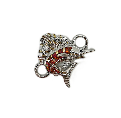 Kovel Silver Gold Sailfish Fish Bangle Bracelet Charm Topper