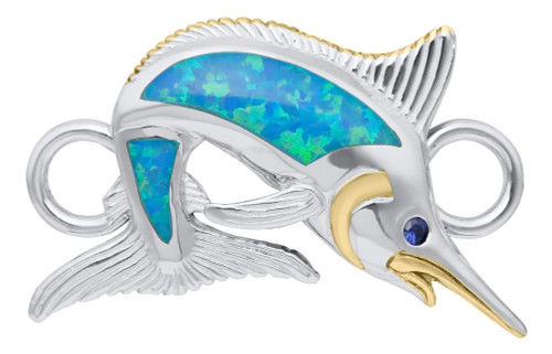 Kovel Silver Gold Opal Marlin Bangle Bracelet Charm Topper