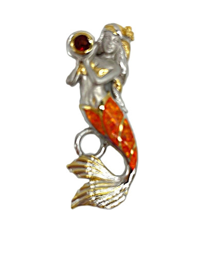 Kovel Gold Accents Silver Mermaid With Topaz Bangle Bracelet Topper