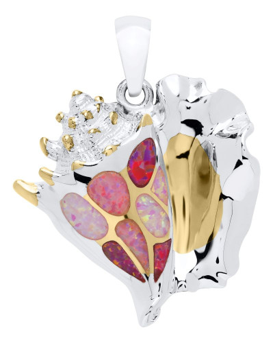 Kovel Silver With Gold Accents Conch Shell Pendant Necklace