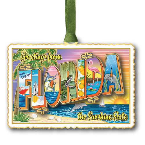 Beacon Design Vintage Florida Postcard Brass Ornament