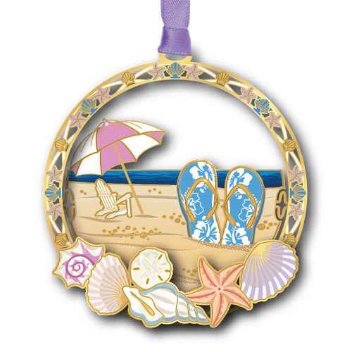 Beacon Design Flip Flops In The Beach Sand Brass Ornament