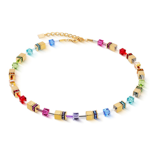 Coeur De Lion Rainbow GeoCUBE® Crystal Iconic Metallic Gold Necklace