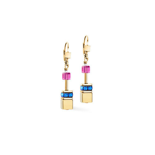 Coeur De Lion Rainbow GeoCUBE® Crystal Iconic Metallic Gold Dangle Earrings