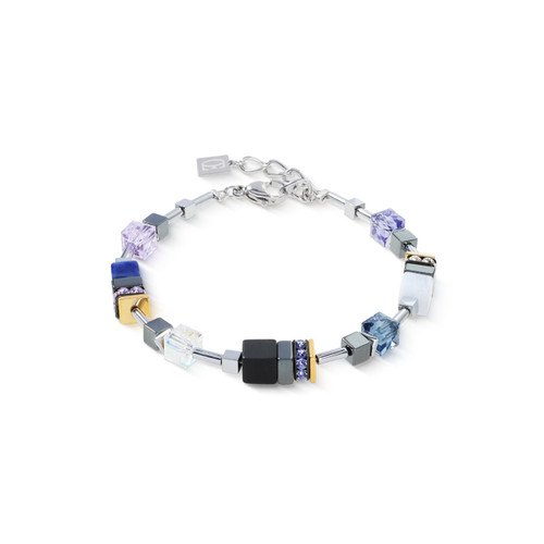 Coeur De Lion Bi-Color Blue Moon Precious Motion GeoCUBE® Crystal Silver Bracelet