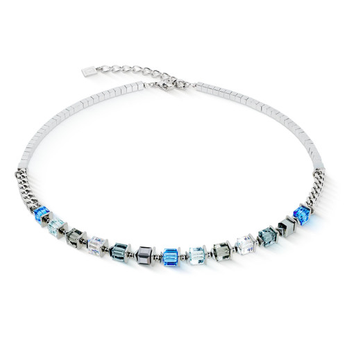 Coeur De Lion Blue Sparkle GeoCUBE® Crystal Fusion Silver Necklace