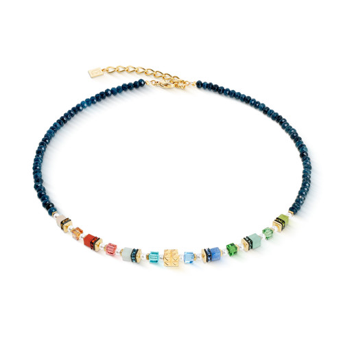 Coeur De Lion Sparkling Princess Multi-Color GeoCUBE® Crystal Gold Necklace